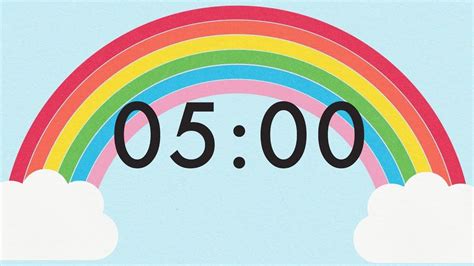 5 Minute Countdown Rainbow Timer 🌈 | Classroom timer, Countdown for ...