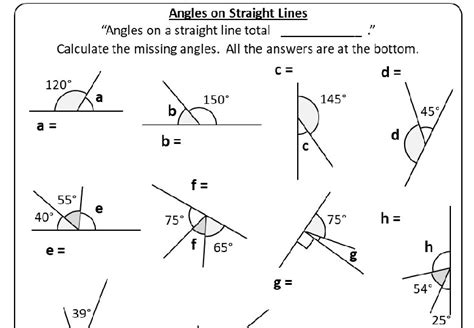 Angles Straight Line Worksheet A The worksheet is