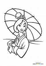 Mulan Portrait Disney Princess  Coloring Pages For Kids sketch template