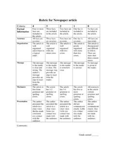 Rubric for Newspaper article - TPSNVA | Rubric for newspaper article ...