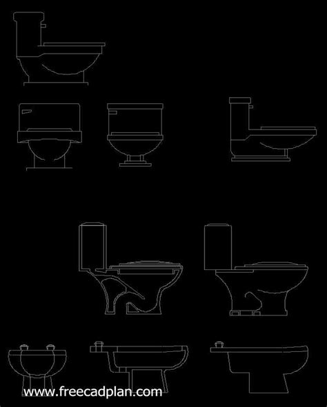 Toilets cad block in front view - dwg - free cad plan