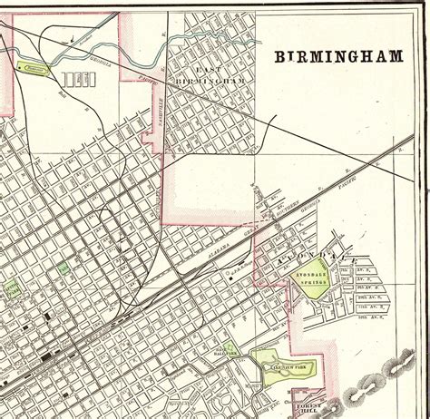 1901 Antique BIRMINGHAM Street Map of Birmingham Alabama City - Etsy ...