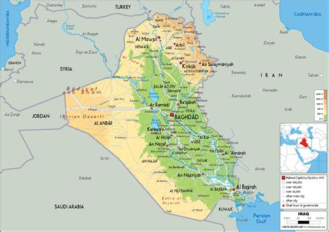 Iraq Map (Physical) - Worldometer