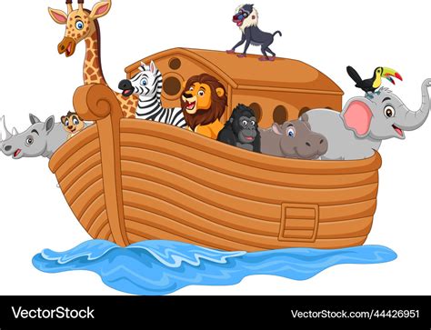 Cartoon noah ark with animals Royalty Free Vector Image