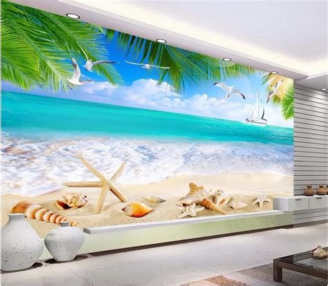 Custom mural 3d room wallpaper Ocean beach shell painting wall papers home decor 3d wall murals ...