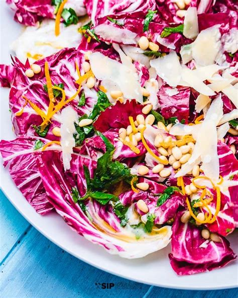 Radicchio Salad with Orange Pignoli Nut Vinaigrette - Sip and Feast