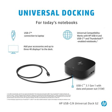 HP Universal Dock G2 Wired USB 3.2 Gen 1 (3.1 Gen 1) Type-C Black