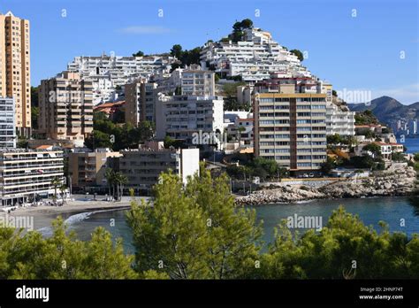 the skyline, house facades of Benidorm – Cala Finestrat -, Alicante ...