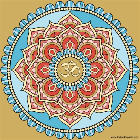 Don't Eat the Paste: Lotus Om Mandala to color