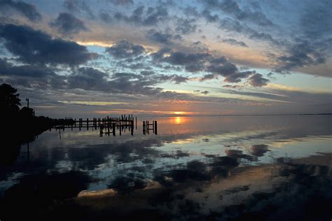 Blue Sunset Nearly Set with Pier at Bivalve, MD Photograph by Dana ...