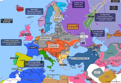 De facto map of Europe in summer 1918, including the occupation of Ukraine by Central Powers : r ...