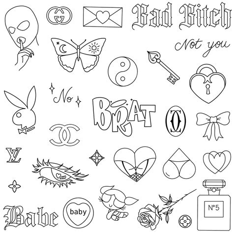 Stencils Brat Tattoo Designs Ready-to-use, Easy-to-apply, Y2K Aesthetic Designs, Butterfly ...