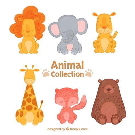 Free Vector | Happy collection of flat animals