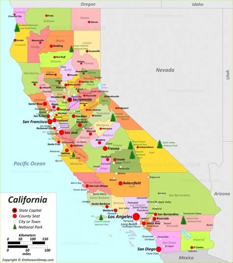 Vector Map Of California Political | One Stop Map - Picture Of California Map | Printable Maps