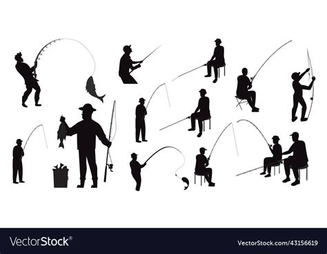 Fisherman is fishing a man with rod Royalty Free Vector