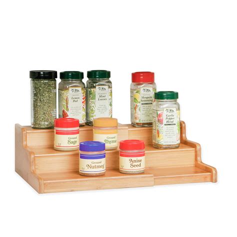 Buy Seville Classics Bamboo Premium Wood 3-Tier Step Shelf Spice & Seasoning Storage Rack ...