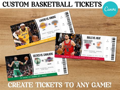 Custom Basketball Tickets NBA Tickets Basketball Surprise - Etsy