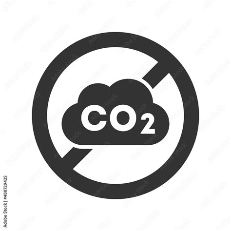 CO2 banned icon. Carbon dioxide sign crossed out inside circle. No CO2 symbol. Carbon offset ...