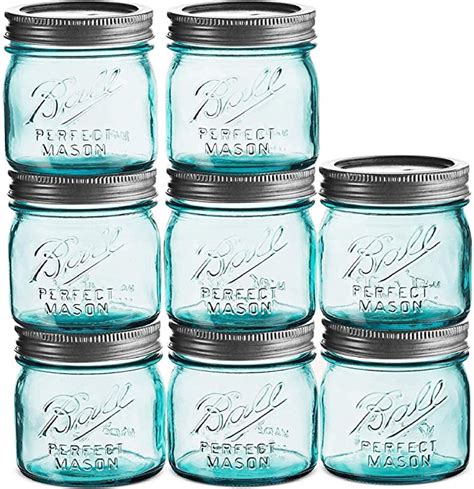 Aqua Canning Jars 8 oz [Set of 8 ] Regular Mouth Vintage Mason Jars ...