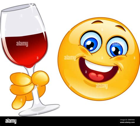 Cheers emoji emoticon holding a glass of red wine Stock Vector Image ...