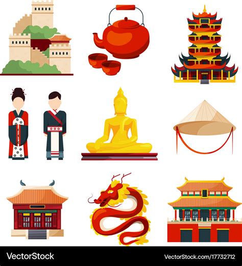 Traditional chinese cultural objects Royalty Free Vector