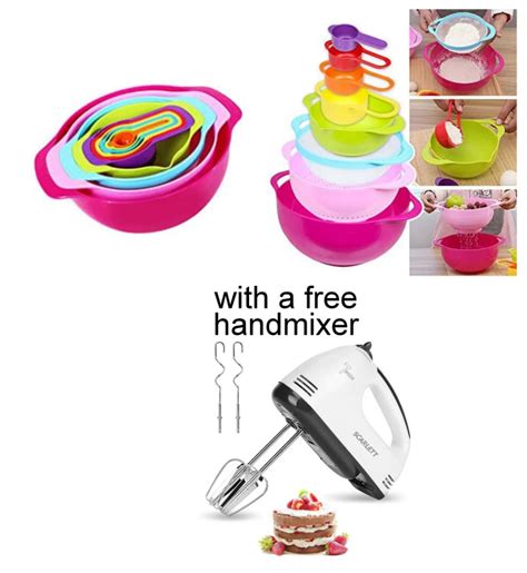 10pc mixing bowls with a Free hand mixer - Beihasara