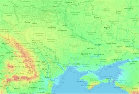 Ukraine topographic map, elevation and landscape