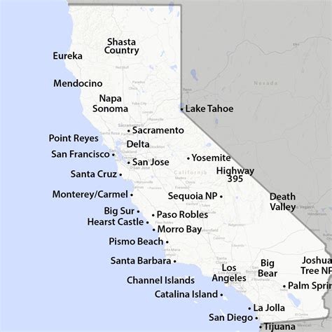 California Map Cities And Towns