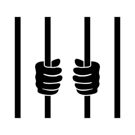 Premium Vector | Prison behind bar hands silhouette vector illustration