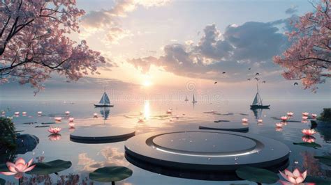 The AI-generated Photo Shows a Beautiful and Serene Lake with Cherry ...