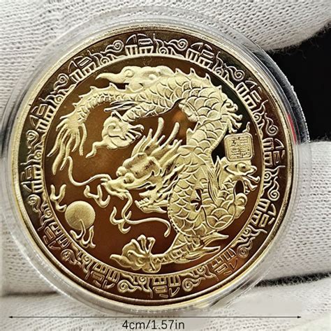 LngBo New Dragon Gold Coin Commemorative China Mascot Dragon Gold Plated Coins Gifts | Lazada