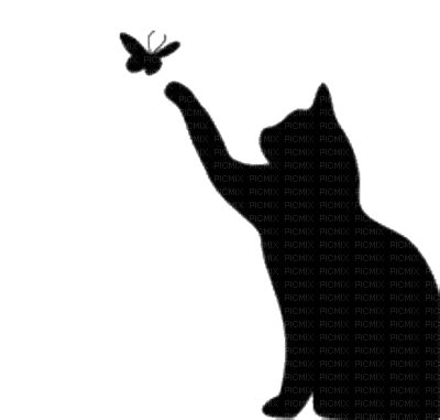 Cat Silhouette 1, cat , butterfly - Free PNG - PicMix