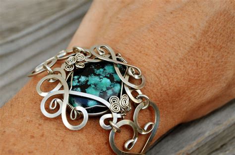 Wire Wrap Bracelet with Blue Turquoise stone by hyppiechic on DeviantArt