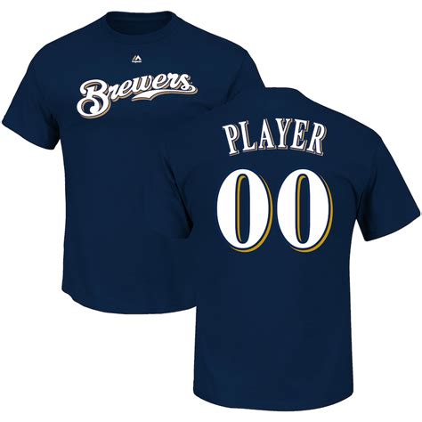 Milwaukee Brewers Majestic Custom Roster Name & Number T-Shirt - Navy