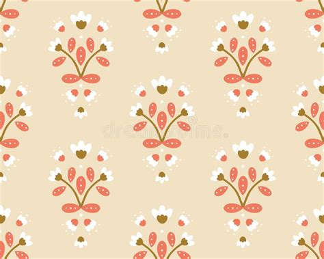 Vector Modern Slavic Folk Inspired Florals on Beige Pattern Background ...