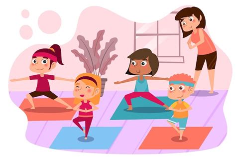 Free Vector | Cartoon illustration of children in physical education class