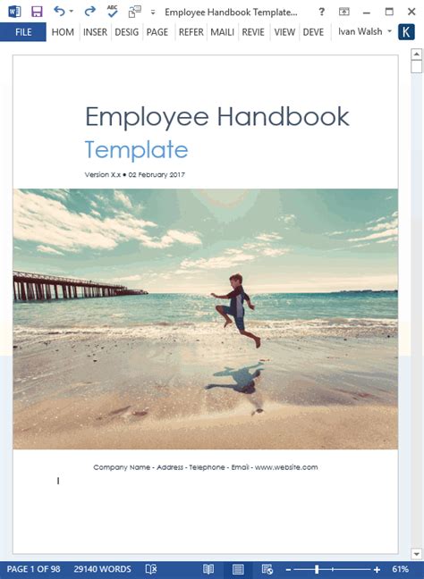 Employee Handbook Template (MS Word/Excel) – Templates, Forms, Checklists for MS Office and ...