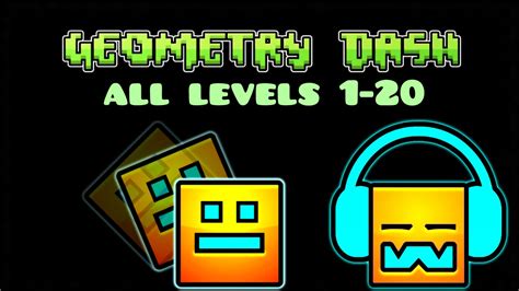 Geometry Dash ALL LEVELS (1-20) ALL COINS [Version 2.02] - YouTube