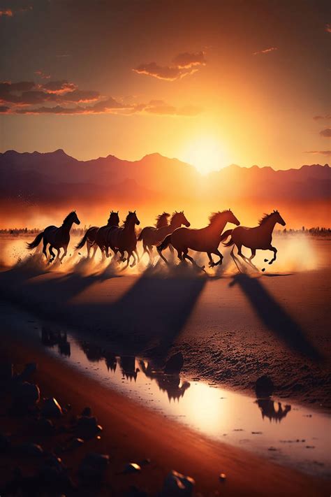 Majestic Sight of Wild Horses Running at Sunset by ArtfulAbode on DeviantArt