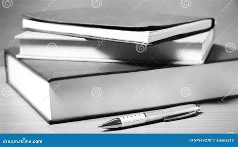 Book and Pen Black and White Color Tone Style Stock Photo - Image of letter, black: 57949270