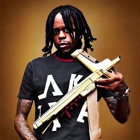 Rapper Chief Keef Holding a AK-47 digital art 4K | Stable Diffusion