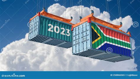 Trading 2023. Freight Container with South Africa National Flag Stock ...