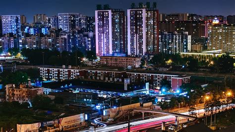 beijing, skyscrapers, night city, top view, 4k HD Wallpaper