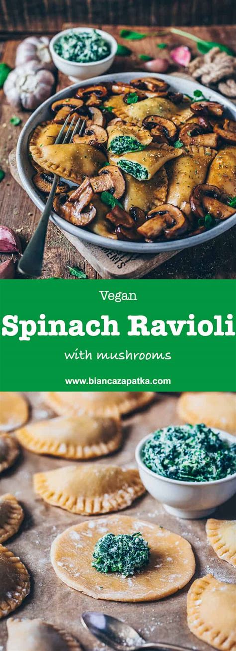 Spinach Ravioli with Mushrooms (Vegan) - Bianca Zapatka | Recipes