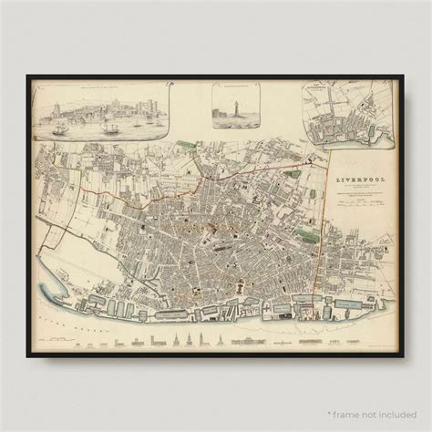 1836 Liverpool, Antique Map of Liverpool, Old Historical Map of ...