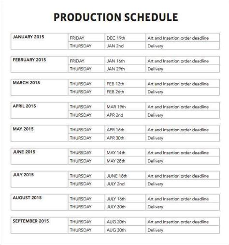 93 Customize Production Schedule Sample Template With Stunning Design by Production Schedule ...