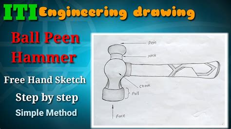 Hammer Drawing|free Hand Sketch Of Ball Peen Hammer|How To, 50% OFF