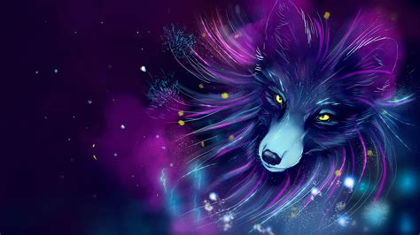 Wallpaper ID: 9631 / fox, art, space, purple, 4k Wallpaper