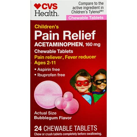 CVS Health Children's Pain Relief Chewable Tablets, Bubblegum, 24 CT ...