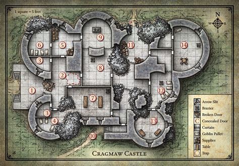 D&D Cragmaw Castle Map | Dungeon maps, Adventure map, Map